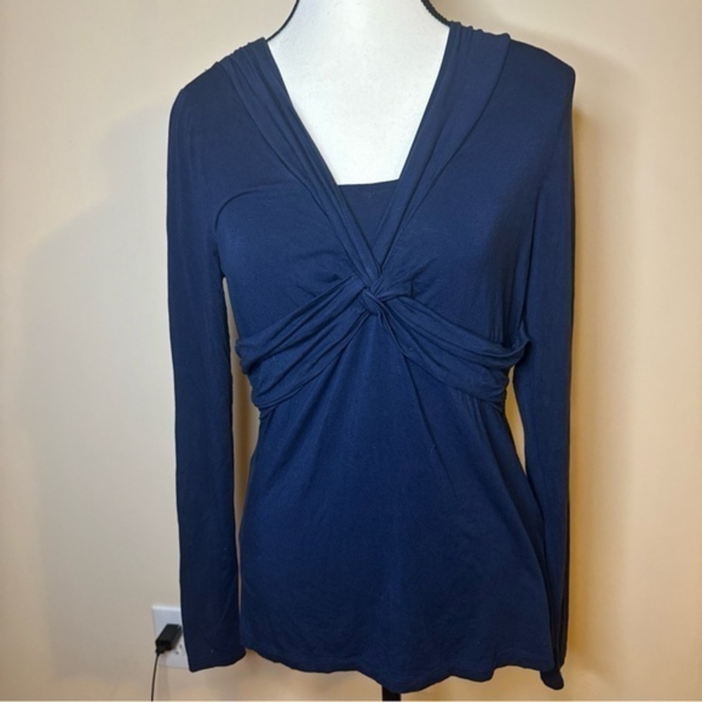 Boden Women's Navy Blue Twist Knot Crossover Front Jersey Top Size 8